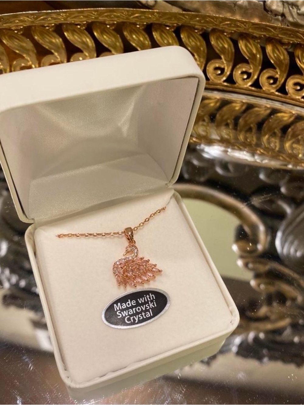 Crystal Swan Pendant Necklace